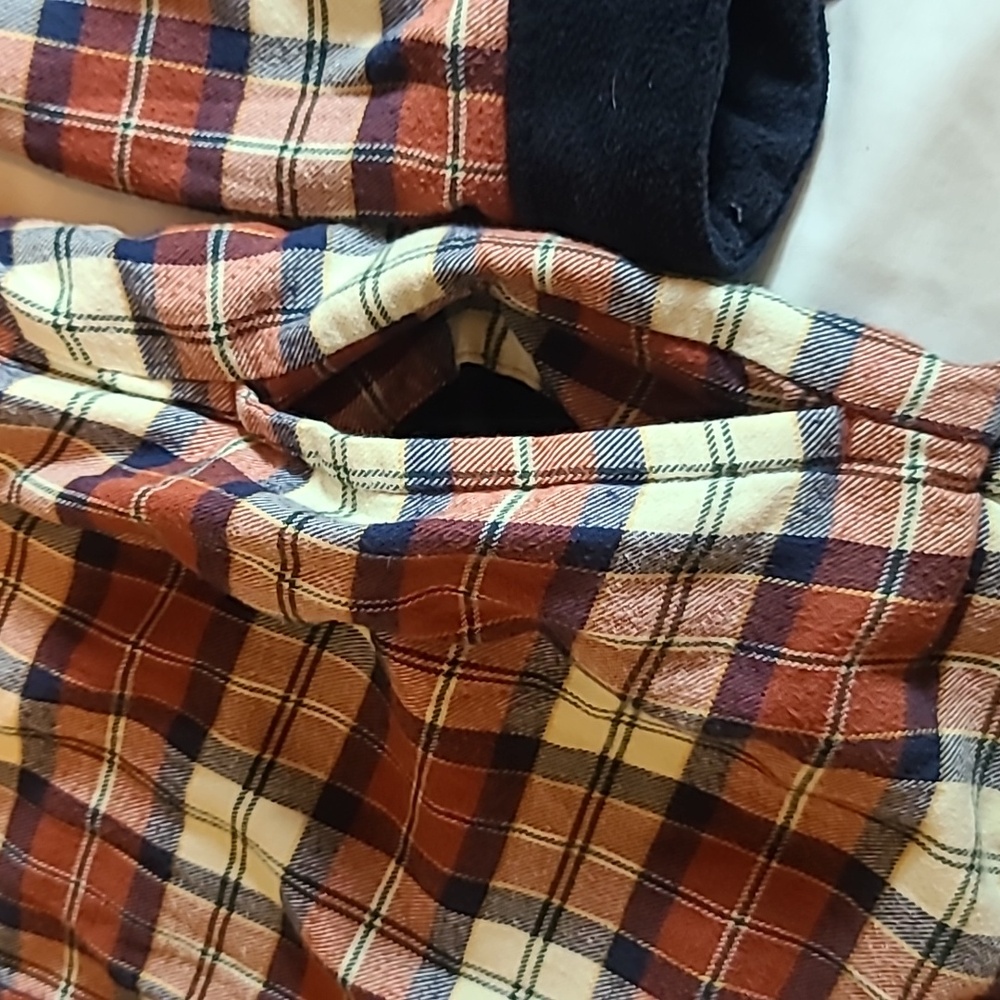 VINTAGE L.L. Bean Shacket Men's Navy Blue Plaid Fleece Line Button Jacket Size L - Picture 4 of 8